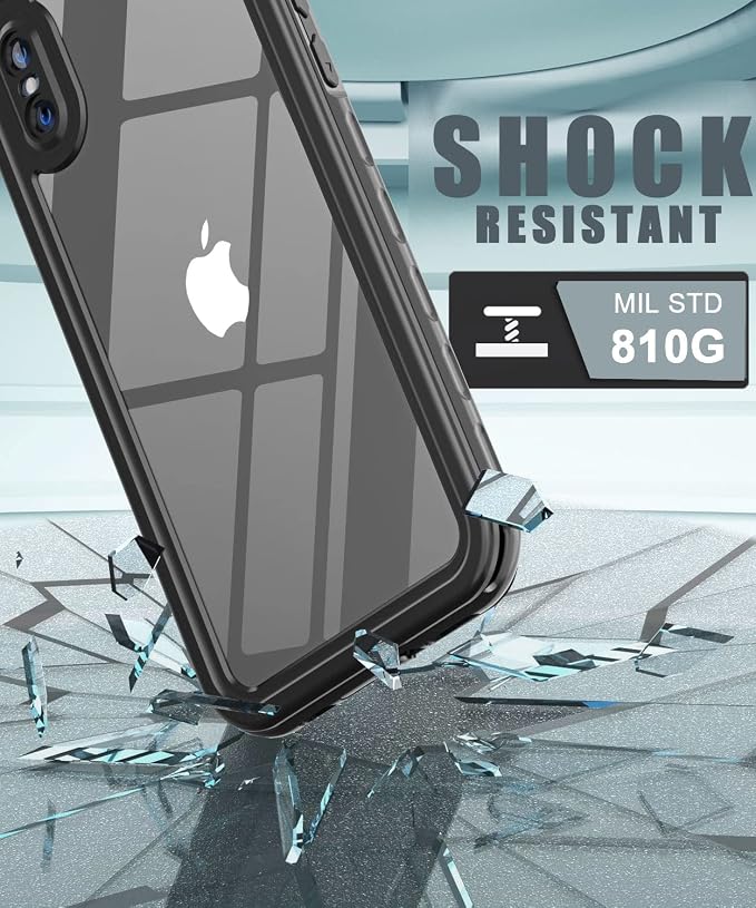 for iPhone X/Xs Waterproof case Life Snowproof Dirtproof Shockproof Cover for iPhone X/Xs 5.8‘’ (Black)