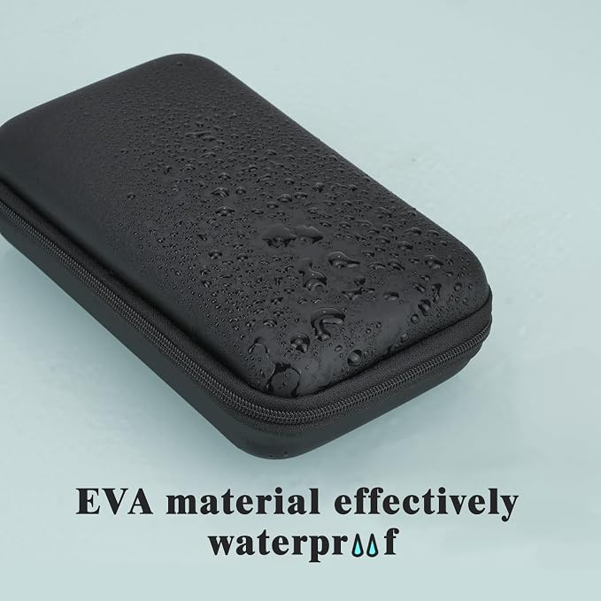 Zoyiancy Portable Cable Carrying Case, Dustproof Power Bank Protector | Sturdy Shockproof Waterproof EVA Shell, Mesh Pocket, Elastic Strap, Compact Portable Size, Fits Power Banks, Earbuds, Cables