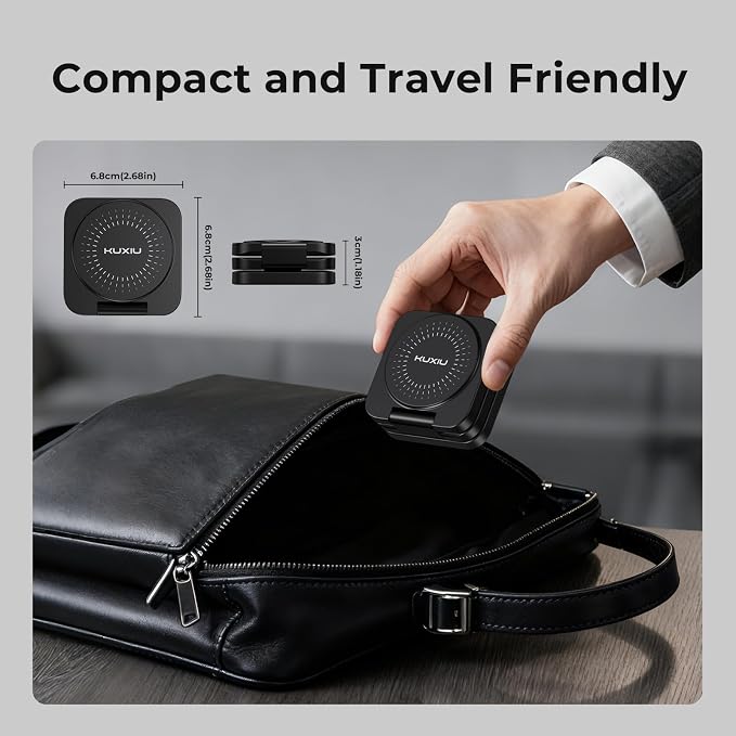 KU XIU X55 Turbo Qi2.2 25W 3-in-1 Charging Station for Apple Device, Foldable Magnetic Charger for iPhone 17/16, 5W for Apple Watch & AirPods, Fast Travel Wireless Charging Stand with 45W Adapter
