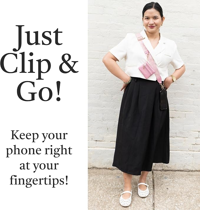Save the Girls Original Clip and Go Phone Strap Pattern - Crossbody Phone Strap Chain with Zipper Wallet Pouch