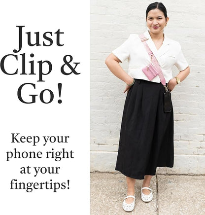Save the Girls Original Clip and Go Phone Strap Pattern - Crossbody Phone Strap Chain with Zipper Wallet Pouch