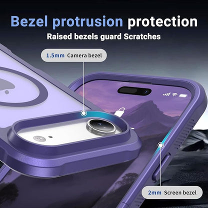 jaroco Magnetic for iPhone Air Case, [Compatible with MagSafe][Military Grade Drop Protection][Heavy Duty Protection][Non-Slip][Shockproof] 2-Layer Durable Bumper Phone Case 6.5''-Dark Purple