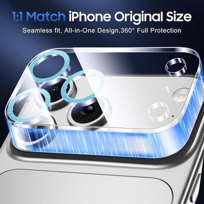 UniqueMe Compatible for 3 Pack iPhone 17 Pro Camera Lens Protector - [Drop Protection] [Case Friendly] 9H Tempered Glass Camera Cover Screen [Update New Version] - Glitter Blue