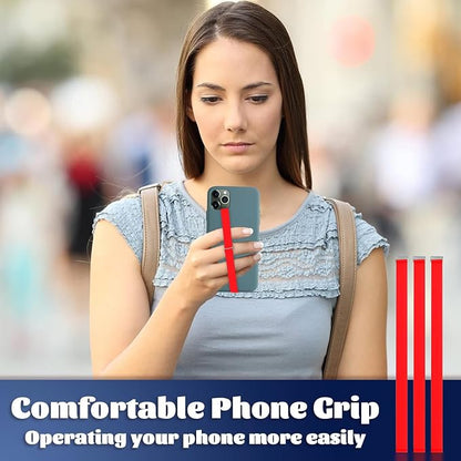 TEAMOLA Silicone Phone Grip Strap - Red 230 Phone Hand Strap Holder with Loop for Cell Phones, iPhone Grip, Finger Holder & Back of Phone Grips, Secure Anti-Slip Grip(3 Packs)