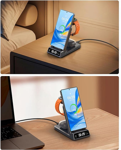 Charging Station for Samsung S26 Ultra, Wireless Charger for Galaxy S26/S25/S24/S23 Series, Galaxy Watch 8/8 Classic/Ultra/7/6/5, Galaxy Buds 3 Pro/3, SwanScout 703S (No Adapter)