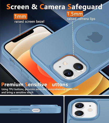 FNTCASE for iPhone 12 Phone Case: for iPhone 12 Pro Magnetic Matte Textured Military Grade Drop Protection Translucent Cell Phone Cover - Slim Durable Shockproof Protective Bumper