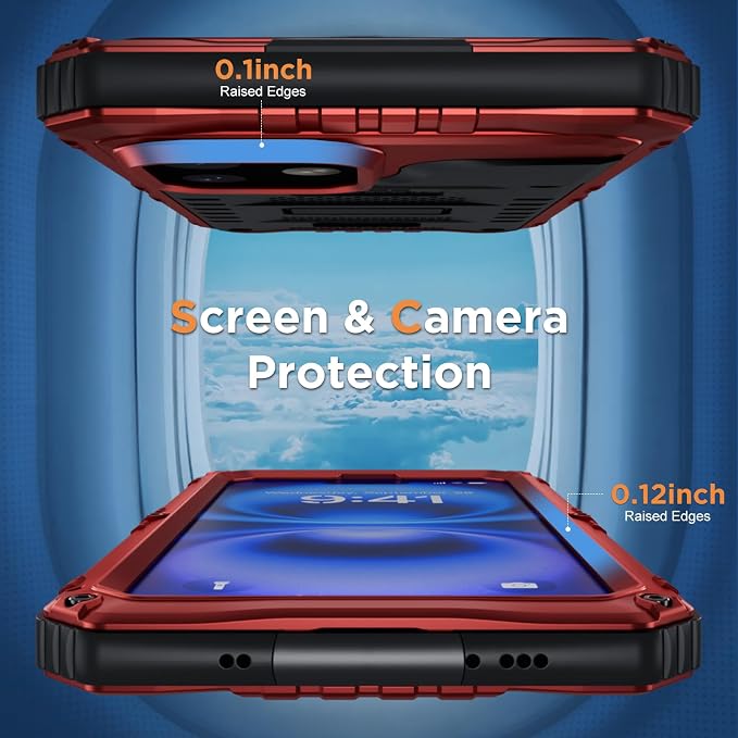 Beasyjoy for iPhone 16 Case Waterproof, Metal Heavy Duty Full Body Protective Case with Built-in Screen Protector, Military Grade Shockproof Dustproof Defender Rugged Cover for iPhone 16 6.1" Red