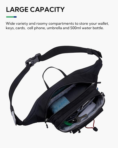 WATERFLY Fanny Pack Waist Bag: Large Multipocket Woman Man Waist Pack Runner Hip Pouch Purse Belt Bag Water Resistant Bum Bag Fit All Phones for Walking Jogging Running Cycling Travelling Hiking