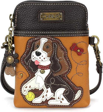CHALA Dog Collection Cell Phone Crossbody Purse-Women PU Leather/Canvas Multicolor Handbag with Adjustable Strap