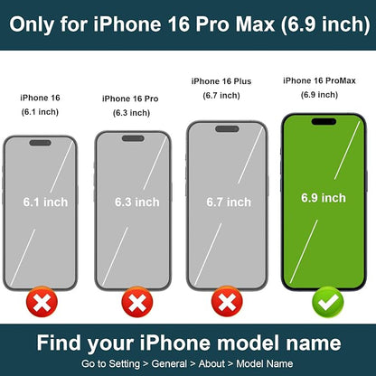 Folosu for iPhone 16 Pro Max Wallet Case with Card Holder, Hand Wrist Strap Loop Holder Kickstand, RFID Blocking Finger Grip Ring PU Leather Double Buttons Shockproof Cover 6.9" Black