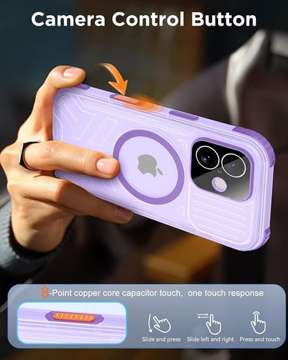 for iPhone 17 Waterproof Case with Magsafe, Built-in [Privacy Screen Protector] [Lanyard], IP68 Water Proof Full Body Dustproof Anti-Spy Frosted Protective Phone Cover, 6.1" Purple
