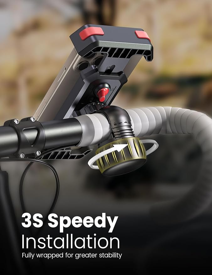 Pnitri 2025 New Upgraded Bike Phone Holder Handlebar - 1S Quick Install, Motorcycle Phone Mount, Bicycle Phone Holder fit Large Phone Case for iPhone Samsung, Dirt Scooter Mini Bike Accessories