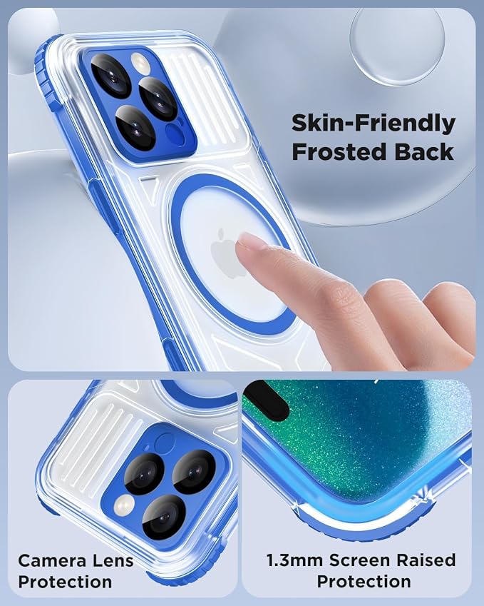 for iPhone 16 Pro Waterproof Case with Magsafe, Built-in [Camera & Screen Protector] [Lanyard], IP68 Water Proof Full Body Dustproof Heavy Duty Frosted Protective Phone Cover, 6.3" Blue