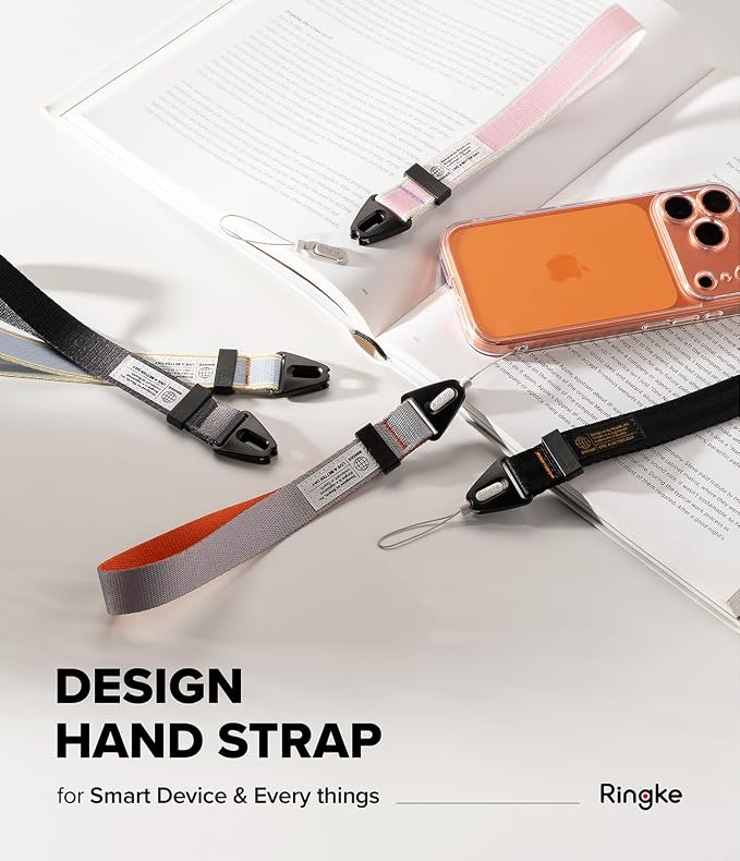 Ringke Hand Strap [Adjustable Wristlet Lanyard with Sturdy String] [One-Touch Buckle] for Phone Case, Camera, Keys, USB Flash Drive, and ID Badge - Stripe Pink
