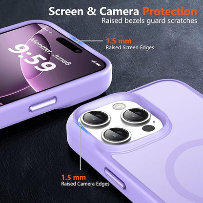 MOCCA Strong Magnetic for iPhone 16 Pro Max Phone Case, [Compatible with Magsafe][16FT Mil-Grade Drop Protection] Slim Translucent Matte Protective Cover Case for iPhone 16 Pro Max Case, Light Purple