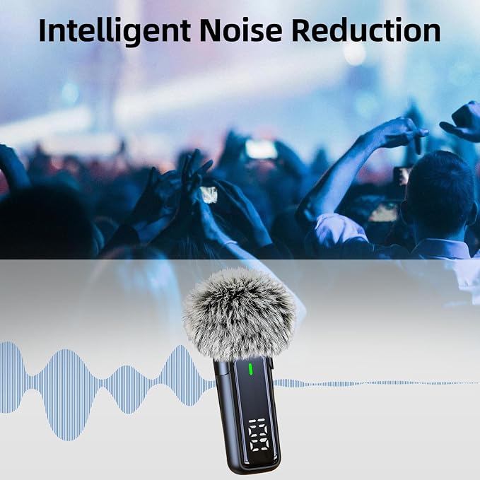 Wireless Lavalier Microphone for iPhone iPad Android - Clip On Mic with Charging Case, 24H Battery Life, Noise Reduction, Lapel Microphone for Video Recording