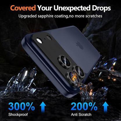 for iPhone 17 Pro Max Camera Lens Protector, [Military Grade Shatterproof] [Strong Adsorption] [Case Friendly] Full Coverage Metal Aluminum Alloy 9H Tempered Glass Camera Screen Cover, Black