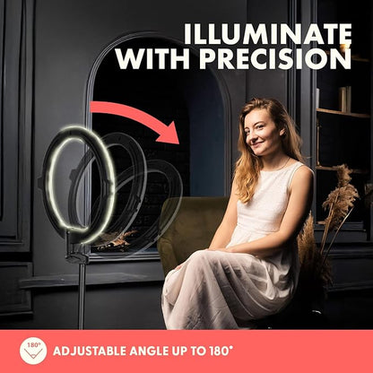 SQUATZ 11’’ LED 12W Selfie Ring Light with Wired Control, 3 Color Modes, 10 Brightness Levels, Tripod Stand with 6 Sections, Phone Holder, Adjustable Brightness Levels for Influencers, YouTube, TikTok