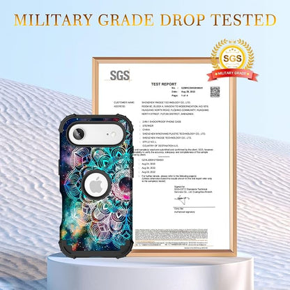 Hocase for iPhone Air Case 6.5", Heavy Duty Shockproof Protection Soft Silicone Rubber+Hard Plastic Bumpers Hybrid Protective Case for iPhone Air 2025 - Mandala in Galaxy