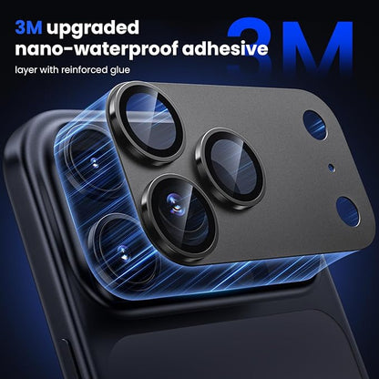 WSKEN for iPhone 17 Pro Camera Lens Protector, [Military Grade Shatterproof] [Strong Adhesion] Metal Aluminum Alloy Tempered Glass Camera Screen Protector, Black