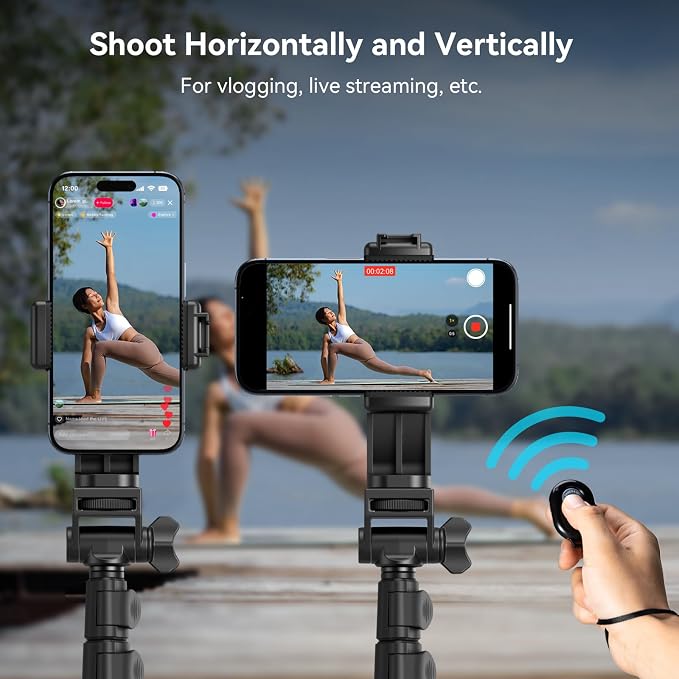 SmallRig Phone Tripod with Remote, 67" Tripod for Camera Reverse-Folding, Universal Tripod Stand for Pivo Auto Tracking Holder and Light, for Video, Vlog, Selfie and Live Stream, Encore PT-30 4363