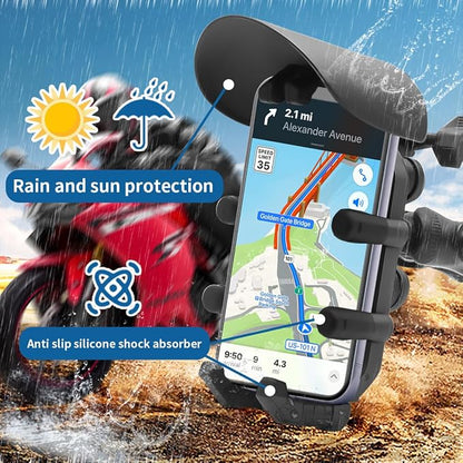 Motorcycle Phone Mount Holder - Sun Proof&Rain Proof&Vibration Proof&Anti Theft Phone Metal Stand is Suitable for Installing 4.7-7 Inch Phones On Motorcycles Bicycles Scooters and ATV Stands
