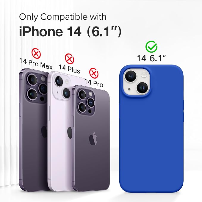 GONEZ Magnetic for iPhone 14 Case, Compatible with Magsafe, with Screen Protector + Camera Protector, Anti-Scratch Microfiber Lining, Liquid Silicone Shockproof Protective Phone Case, Klein Blue