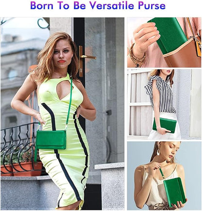 nuoku Women Small Crossbody Bag Cellphone Purse Wallet with RFID Card Slots 2 Straps Wristlet