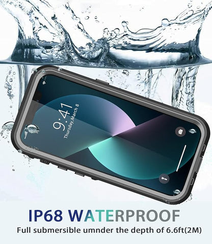 Design for iPhone 13 Pro Max Waterproof Case, Full Body Shockproof Dust Proof Phone Case Cover with Screen Protector for iPhone 13 Pro Max Case (Black)