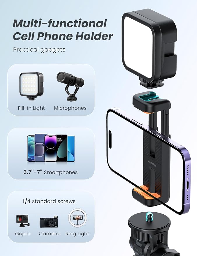 86'' Phone Tripod & Selfie Stick, Tripod for iPhone with Detachable Remote, Portable Phone Tripod Stand for Video Recording, Travel Tripod for Cell Phone, Compatible with Smartphones, DSLR