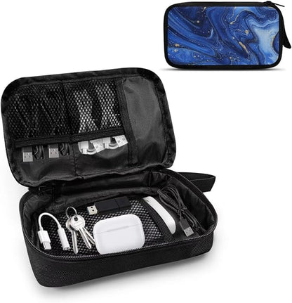 Marble Electronics Case Portable Electronic Accessories Carry Case Tech Pouch for Cable Cord Charger Phone Earphone Power Bank SD Card Travel Use