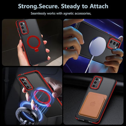 for Samsung Galaxy S20 FE Case, Magnetic Adjustable Ring Stand [Fit for Magsafe], [Military-Grade Shockproof Protection] Phone Case with Kickstand&Ring Holder (Red)