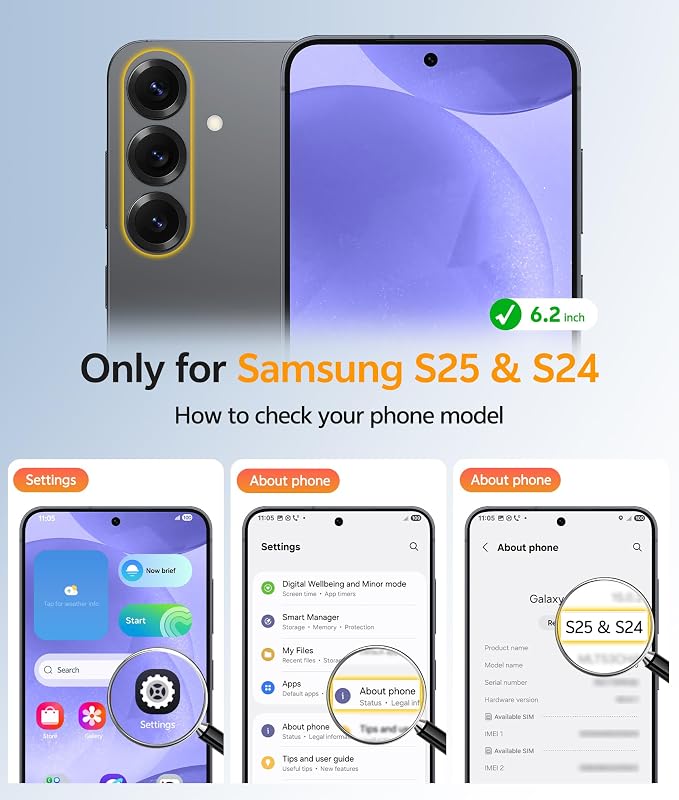FNTCASE for Samsung Galaxy S25/S24 Case, Fit for Magsafe, Screen Protector | Translucent Matte Magnetic Back, 14FT Military Grade Drop Protection, Shockproof Protective Phone Cover, Purple