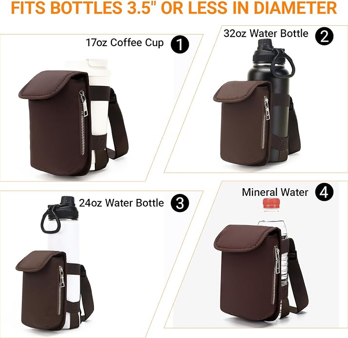 Herald Mini Phone Crossbody Bag with Water Bottle Holder, Water Bottle Carrier Bag with Strap for GYM, Hiking, Cycling