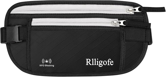 Money Belt for Travel Women and Men Hidden - Slim RFID Blocking Travel Wallet with Secure Anti-Theft Pouch, Passport Holder for Passport, Credit Cards, Cash Under Clothes