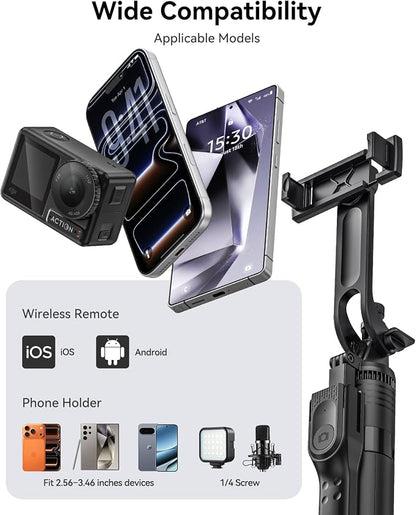 ORICO 69" Phone Tripod, Selfie Stick Tripod for iPhone with Wireless Remote Control, 360° Rotatable Phone Holder for Vlogging, Video Recording, Extendable Stand for Cell Phone Camera GoPro