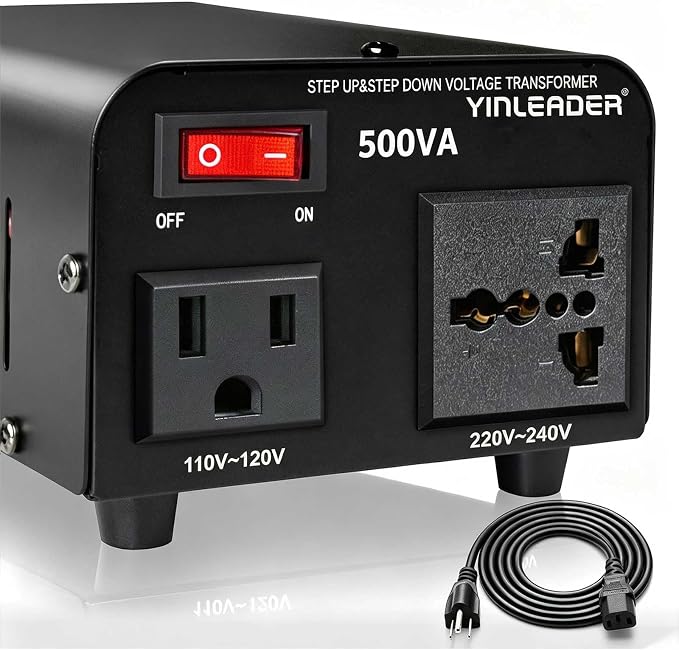 500W Voltage Transformer Power Converter 110V to 220V, 220V to 110V | Yinleader Step Up/Down Converter 110/120 Volt - 220/240 Volt w/US Power Cord [300W Continuous Power]