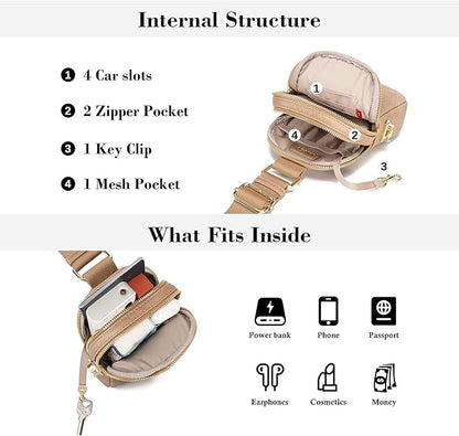 INICAT Anti Theft Crossbody Bag for Women, Small RFID Blocking Sling Purse with Zipper Lock for Travel, Vegan Leather