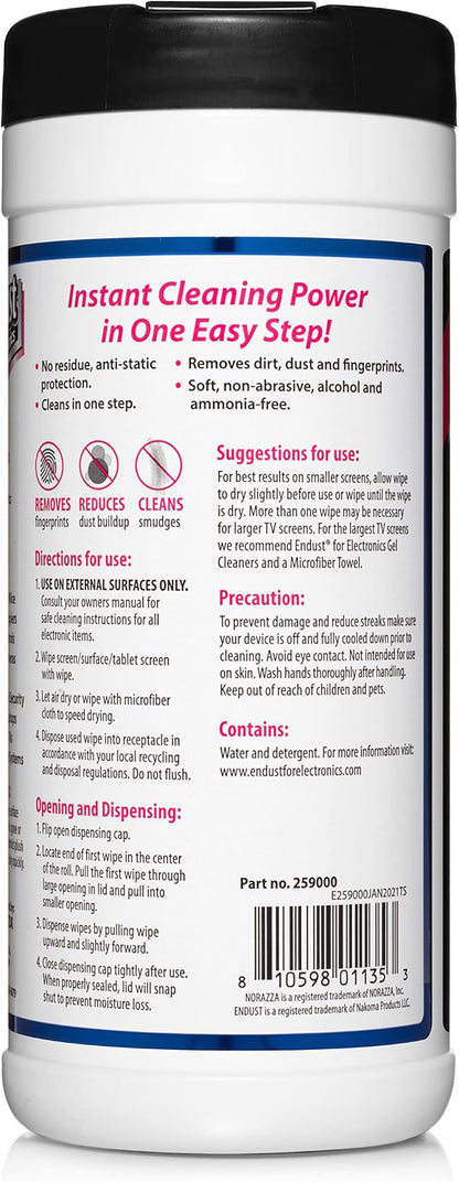 Endust For Electronics; Multi-Surface, Anti-Static, Electronics Cleaning Wipes; Alcohol & Ammonia Free; 6 Pack of 70 Wipes per Container; 420 Wipes (259000P6)