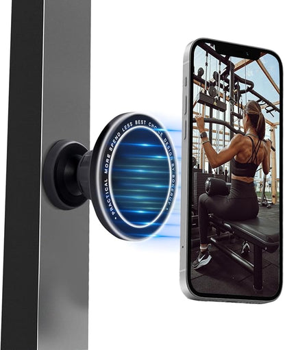 Magnetic Phone Holder for Gym – 360° Rotating Gym Phone Mount Holder for MagSafe, Dual Magnetic Cell Phone Holder Compatible with iPhone 16 15 14 13 12 Series Portable Gym Accessories-931004