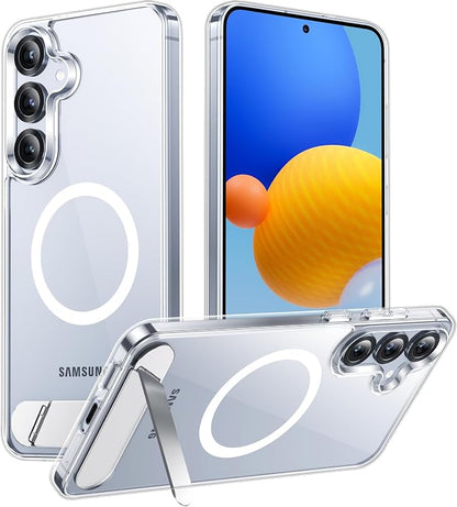 Magnetic for Samsung Galaxy S25 Case, [Innovate Stand][Military Grade Drop Protection][Non Slip][Non-Yellowing] Shockproof Phone Case for Galaxy S25 6.2" 2025 -Clear