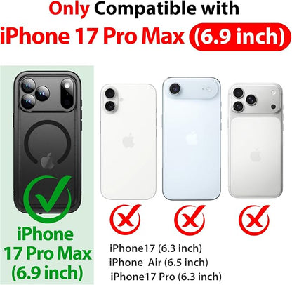 SPORTLINK for iPhone 17 Pro Max Waterproof Case - Built in Screen Protector/Shockproof Compatible with MagSafe/Dropproof/Dustproof/Heavy Duty, Full Body for iPhone 17 Pro Max 6.9 inch Black