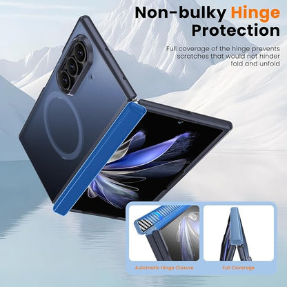 WRJ Magnetic for Samsung Galaxy Z Fold 7/Fold 8 Ultra Case,Blue | Fit for Magsafe,Buit-in Screen Protector,Full Hinge Protection,Military Grade Drop Protection,Slim Shockproof Phone Case