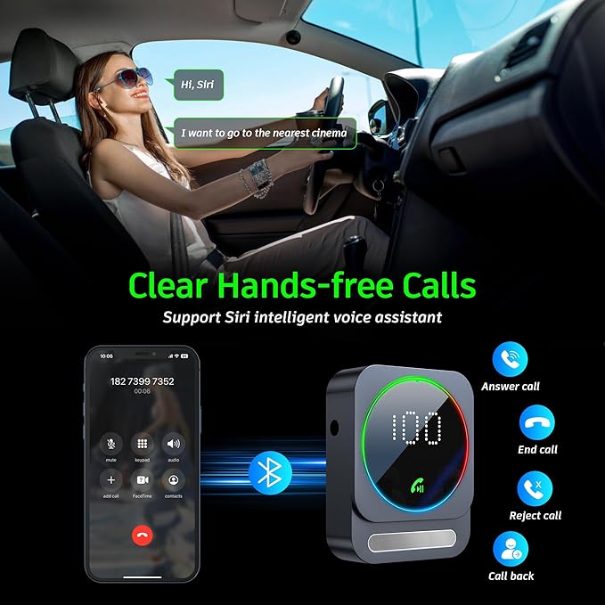 Bluetooth Aux Adapter, SONRU Bluetooth 5.3 Receiver for Car, Wireless Audio Receiver for Car/Home Stereo/Wired Headphones/Speaker, Dual AUX Outputs, RCA AUX 3.5mm