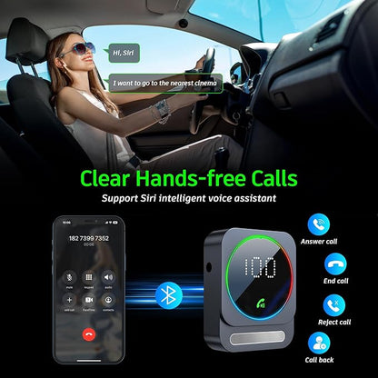 Bluetooth Aux Adapter, SONRU Bluetooth 5.3 Receiver for Car, Wireless Audio Receiver for Car/Home Stereo/Wired Headphones/Speaker, Dual AUX Outputs, RCA AUX 3.5mm