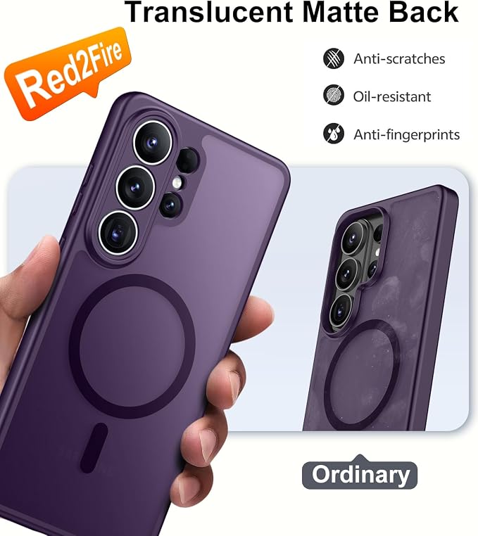 Red2Fire Magnetic for Samsung Galaxy S26 Ultra Case, [Compatible with MagSafe][12Ft Military Grade Protection][2*Screen Protector] Slim Translucent Anti-Slip Shockproof Case for Samsung S26 Ultra 6.9"