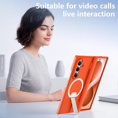 For Samsung Galaxy Z Fold 8 Ultra Case with Kickstand & Screen Protector | MagSafe-Compatible,Military Grade Drop Tested Non-Slip Slim Shockproof Case for Samsung Galaxy Z Fold 8 Ultra-Orange