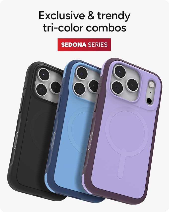 ZAGG Sedona Snap Case for iPhone 17 Pro - Purple Dusty Grape, Drop Protection (13ft/4m), Graphene-Reinforced Multi-Layer Protection, MagSafe Phone Case with Impact-Absorbing Bumpers, Slim