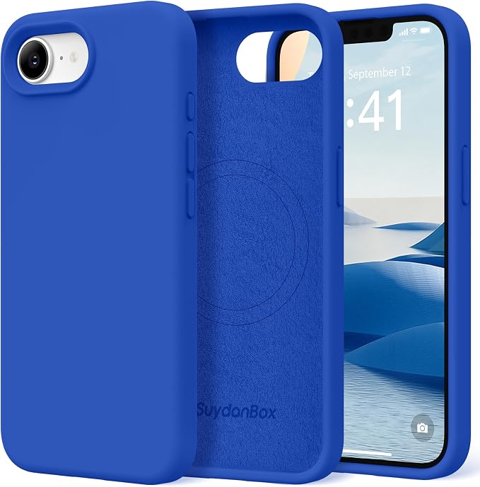 Magnetic for iPhone 17e/iPhone 16e Case, Compatible with MagSafe, [Soft Anti-Scratch Microfiber Lining] Slim Silicone Shockproof Protective Phone Case for iPhone 17e/16e 6.1", Klein Blue