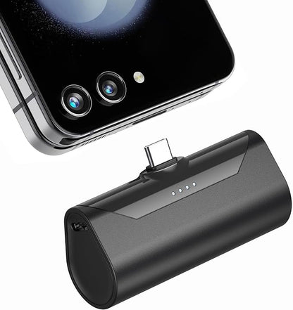 Small Portable USB C Power Bank for iPhone 15/16/17 series, 4800mah Little Portable Charger for Samsung Galaxy Note Series, Lightweight Handy USB Type C Backup External Battery Pack for Android-Black